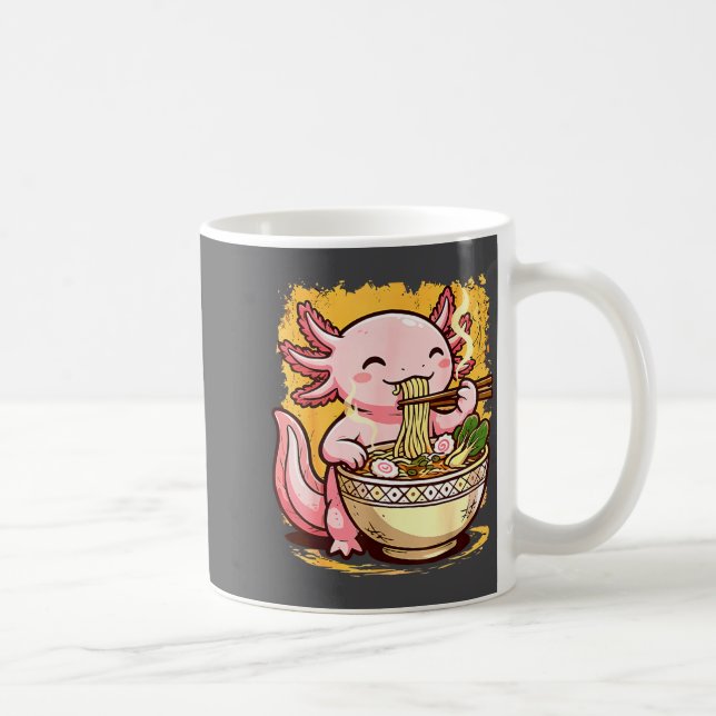 Taza De Café Cute Axolotl Eats Ramen Noodles Axolotls Ramen  (Derecha)