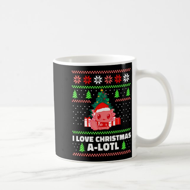Taza De Café Cute Axolotl I Love Christmas A-lotl Xmas Hat Sant (Derecha)