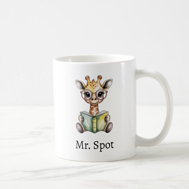 Taza De Café Cute Baby Giraffe Reading a Book Custom (Derecha)