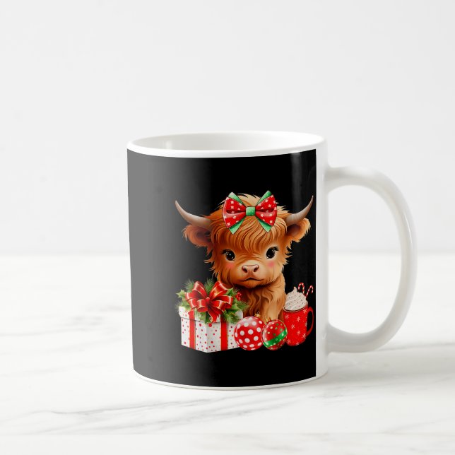 Taza De Café Cute Baby Highland Cow Merry Christmas Farmer Cow  (Derecha)