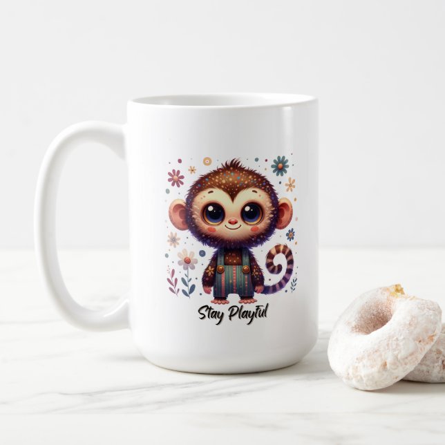 Taza De Café Cute Baby Monkey (Con donut)