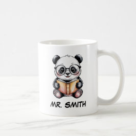 Taza De Café Cute Baby Panda Reading a Book Custom