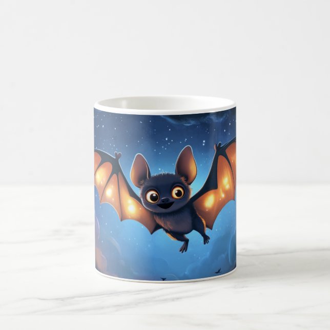 Taza De Café cute bat flying at night under a starry and cloudy (Centro)
