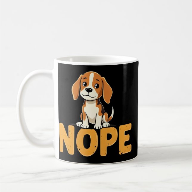 Taza De Café Cute Beagle Nope Funny Lazy Dog Design (Izquierda)