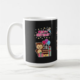 Taza De Café Cute Bear Birthday Celebration - Adorable Cartoon 