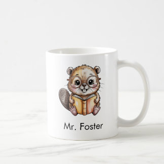 Taza De Café Cute Beaver Reading a Book Custom
