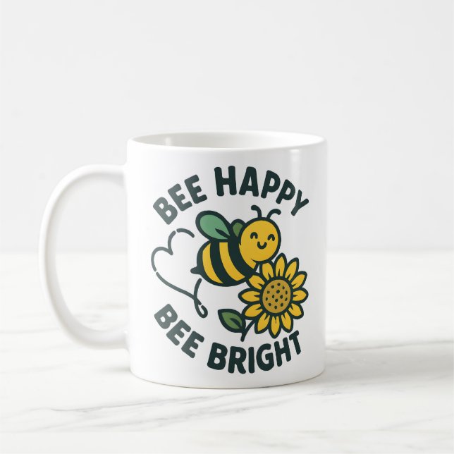 Taza De Café Cute Bee Happy Bright Sunflower (Izquierda)
