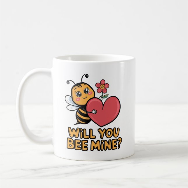 Taza De Café Cute Bee Valentine - "¿Vas A Ser Mía?" (Izquierda)