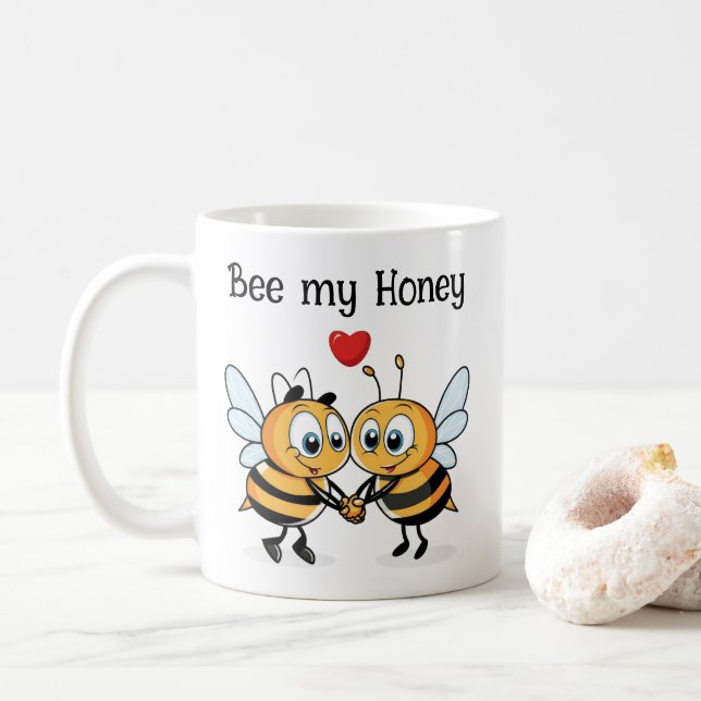 Taza De Café Cute Bees Valentine (Con donut)