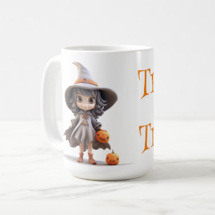 Taza De Café Cute Big Eyed Halloween Witch Truco o trato