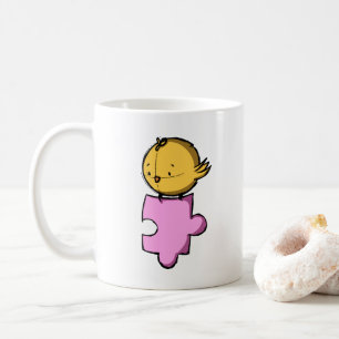 Taza De Café Cute Bird Pink Puzzle Piece