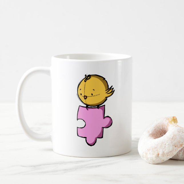 Taza De Café Cute Bird Pink Puzzle Piece (Con donut)