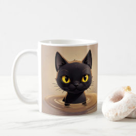 Taza De Café Cute Black Cat Swimming Graphic Art