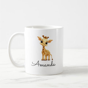 Taza De Café Cute Blanco Nombre Personalizado Niños Giraffe
