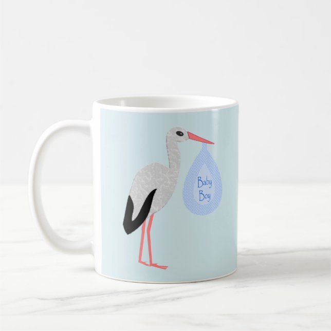 Taza De Café Cute Blue Baby Boy Stork (Izquierda)