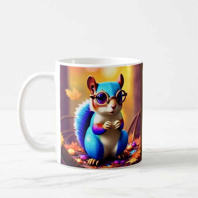 Taza De Café Cute Blue Squirrel with Glasses-56786 (Izquierda)