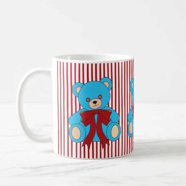 Taza De Café Cute Blue Teddy Bear Christmas (Izquierda)