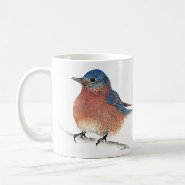 Taza De Café Cute Bluebird Watercolour Pencil Art (Izquierda)