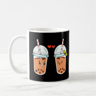 Taza De Café Cute Boba Bubble Milk Tea Couple por San Valentín