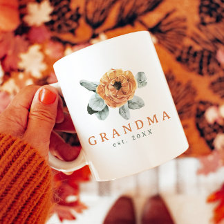 Taza De Café Cute Boho Terracotta Floral Greenery Grandma Est.