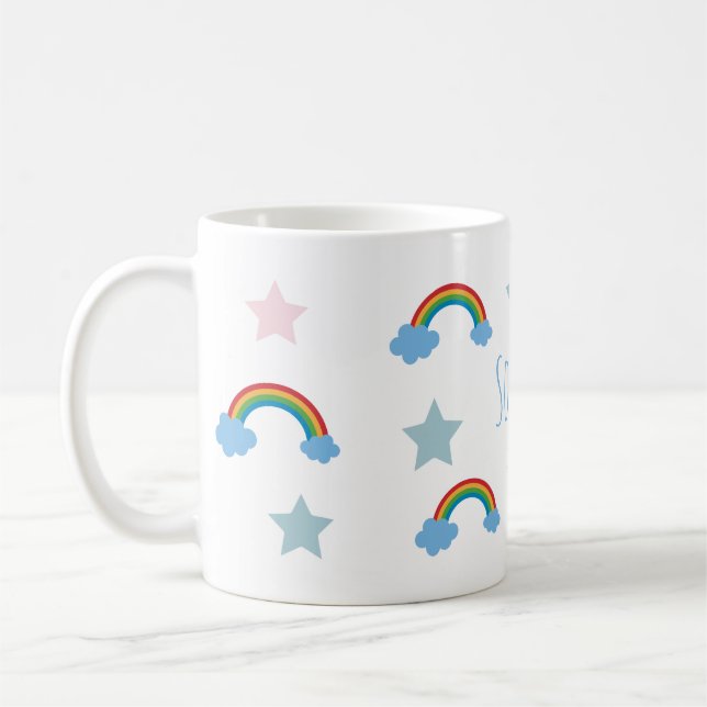 Taza De Café Cute Boho Whimsical Rainbow Girls  (Izquierda)