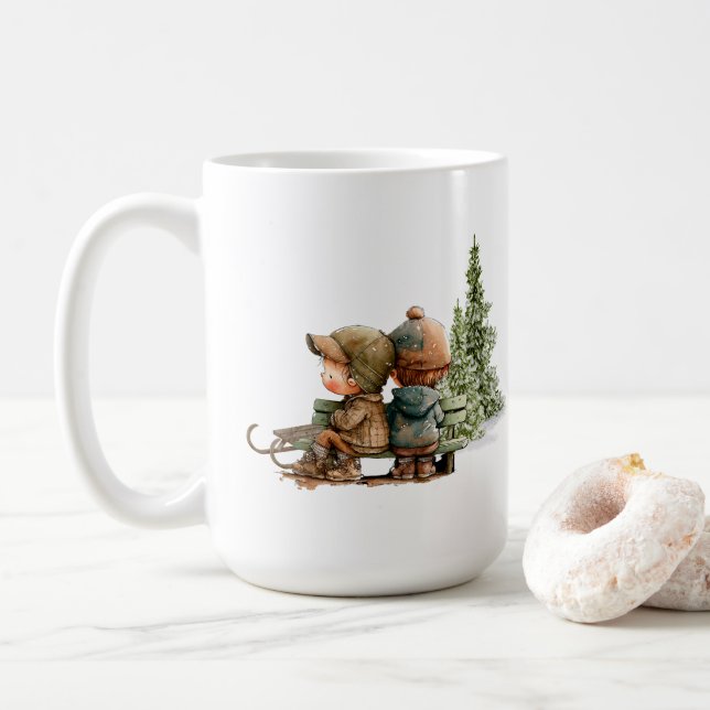 Taza De Café Cute Boy y Chica Mug (Con donut)