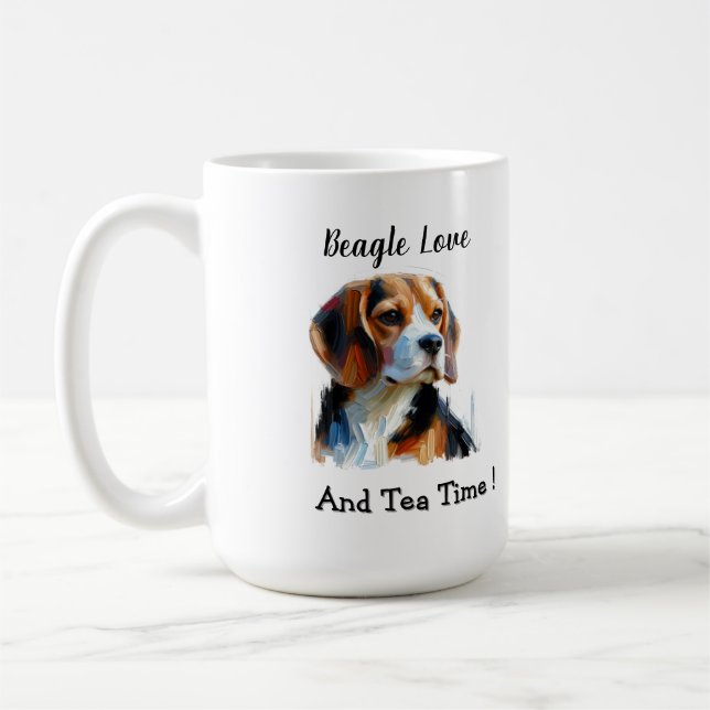 Taza De Café Cute Brown beagle Personalize (Izquierda)