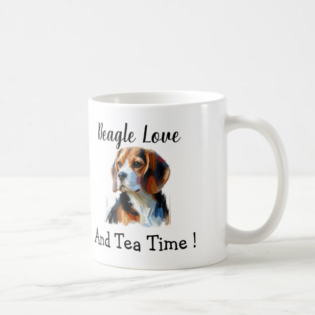 Taza De Café Cute Brown beagle Personalize (Derecha)