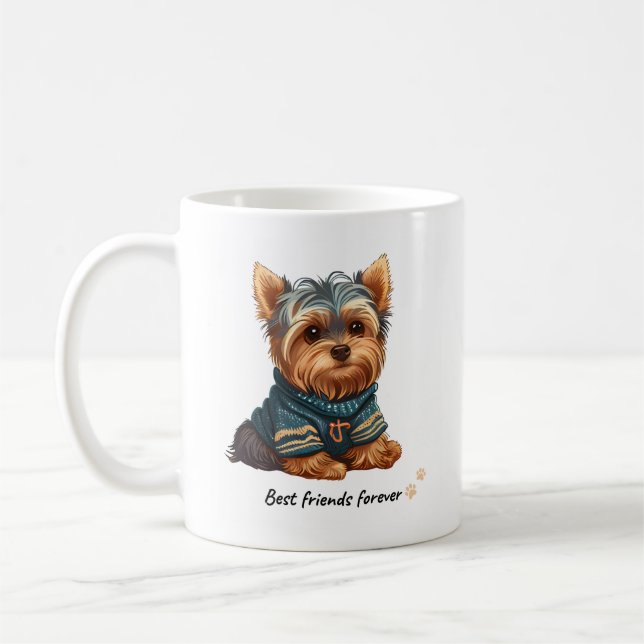 Taza De Café Cute Brown Yorkshire Terrier (Izquierda)