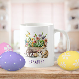 Taza De Café Cute Bunnies Chica Personalizado Pascua