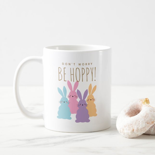 Taza De Café Cute Bunnies Easter Personalizado (Con donut)