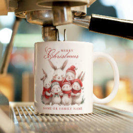 Taza De Café Cute bunnies y nombre personalizado Feliz Navidad