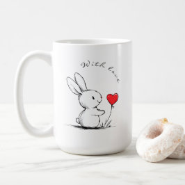 Taza De Café Cute bunny and red heart , personnalisé