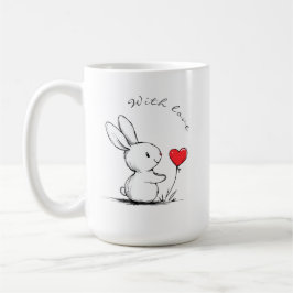 Taza De Café Cute bunny and red heart , personnalisé