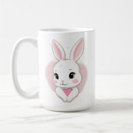 Taza De Café Cute Bunny Holding Heart | Romantic Design