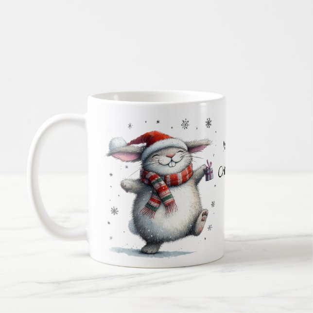 Taza De Café Cute Bunny Merry Christmas (Izquierda)