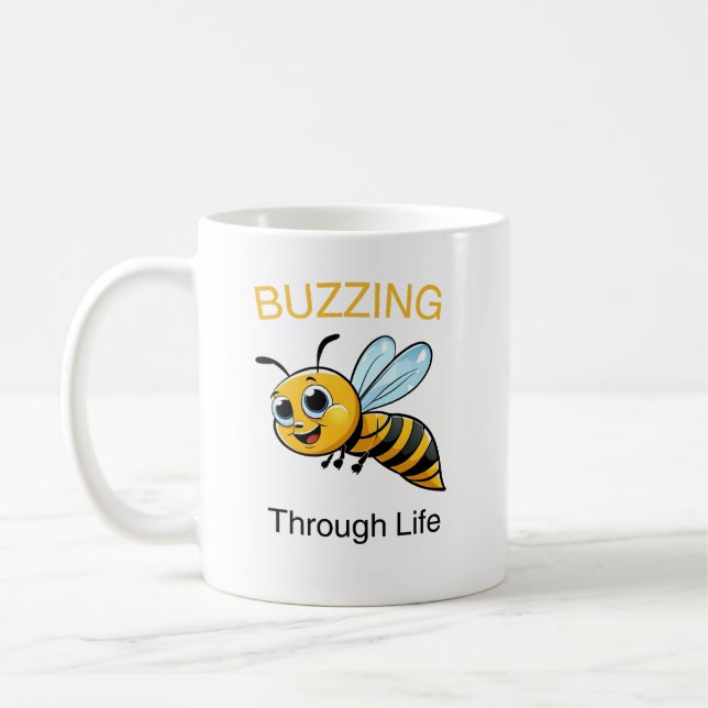 Taza De Café Cute buzzing bee cartoon (Izquierda)
