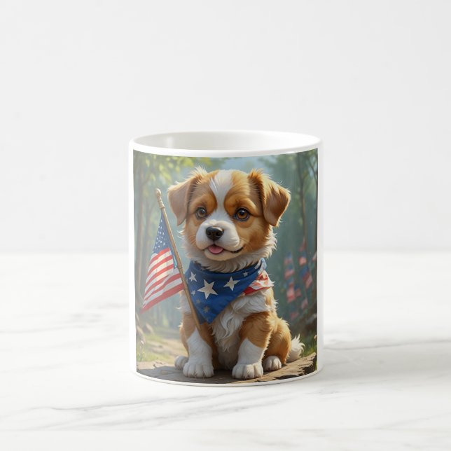 Taza De Café Cute cachorro 4 de julio (Centro)