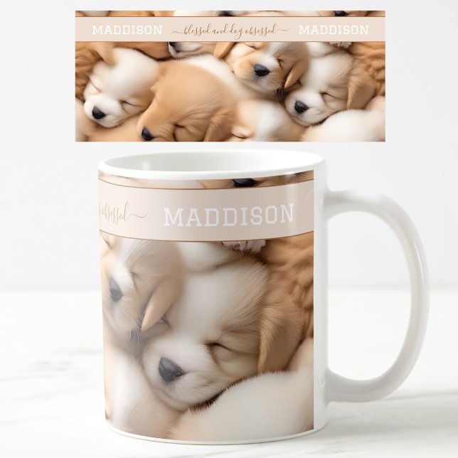 Taza De Café Cute cachorros Perro Lover Nombre Mug (Cute Puppies Dog Lover Name Mug)