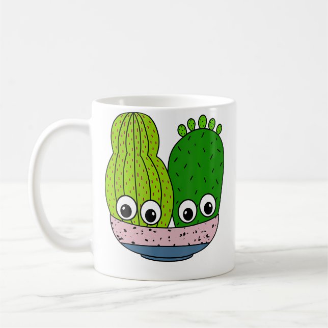 Taza De Café Cute Cacti Arrangement In Pottery Bowl (Izquierda)