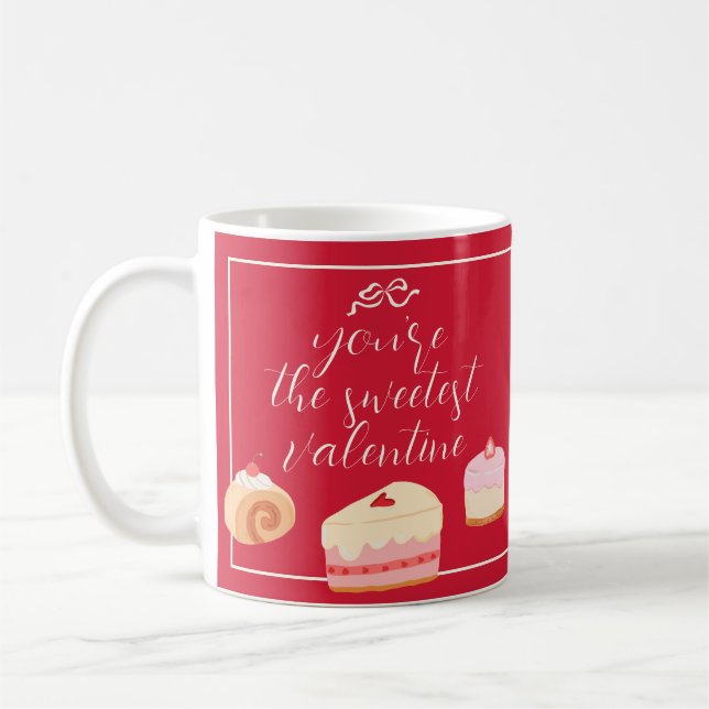 Taza De Café Cute Cakes Photo Sweetest Valentine Bow Love Red (Izquierda)