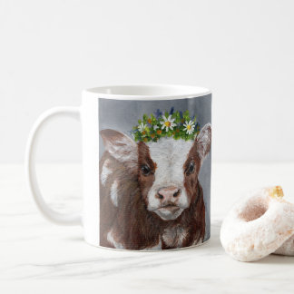 Taza De Café Cute calf with flower crown
