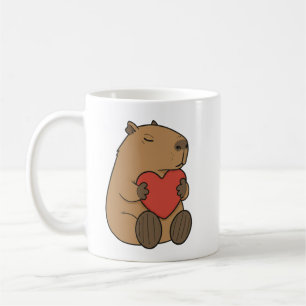 Taza De Café Cute Capybara Abrazando Corazón San Valentín