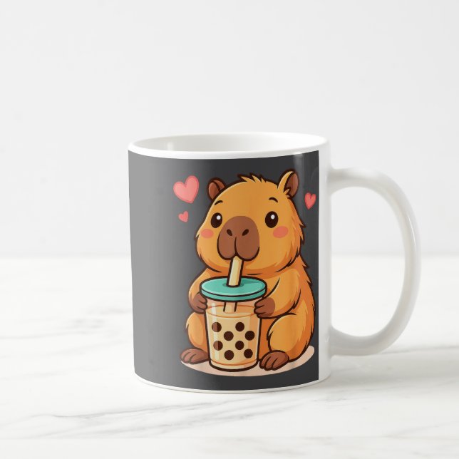 Taza De Café Cute Capybara Kawaii Anime Drinking Bubble Tea Lov (Derecha)