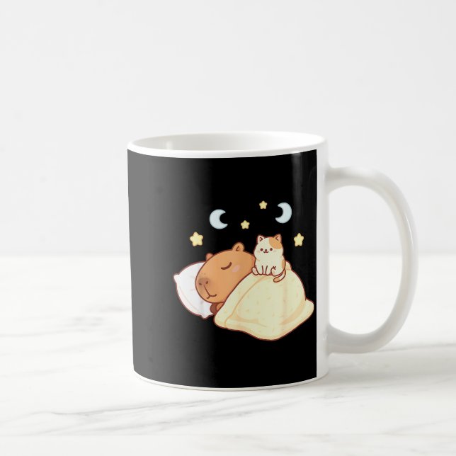 Taza De Café Cute Capybara Kawaii Sleep Pajamas Sleepybara Cat  (Derecha)