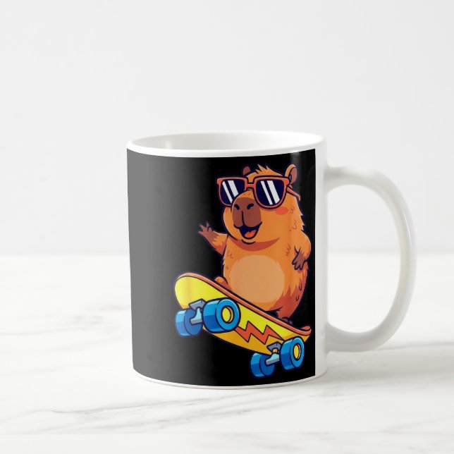 Taza De Café Cute Capybara Skateboarding Chill Animal Lover Art (Derecha)