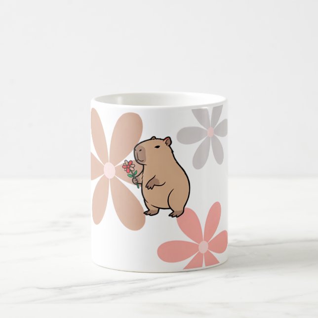 Taza De Café  Cute Capybara With Flower  (Centro)