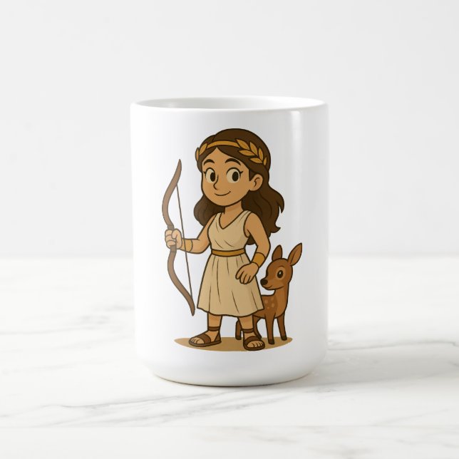 Taza De Café Cute Cartoon Artemis Baby | Greek Goddess  (Centro)