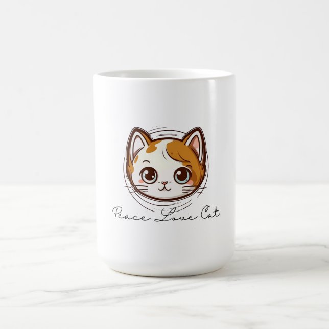Taza De Café Cute Cartoon Cat Face Illustration (Centro)