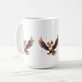 Taza De Café Cute Cartoon Eagle Flying – Friendly Vector Art